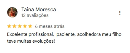 Avaliação de Taina Moresca no Google